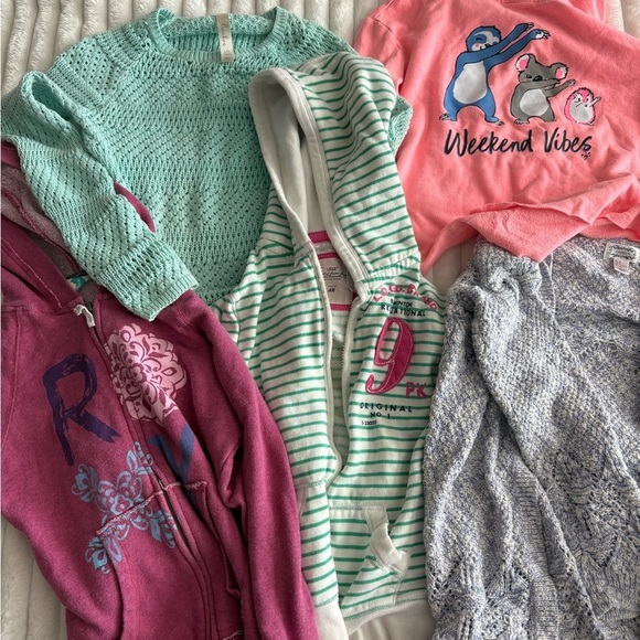 H&M Other - Lot of FIVE girls 10/12 hoodies Justice Active H&M zipup jacket Cardigan sweater
